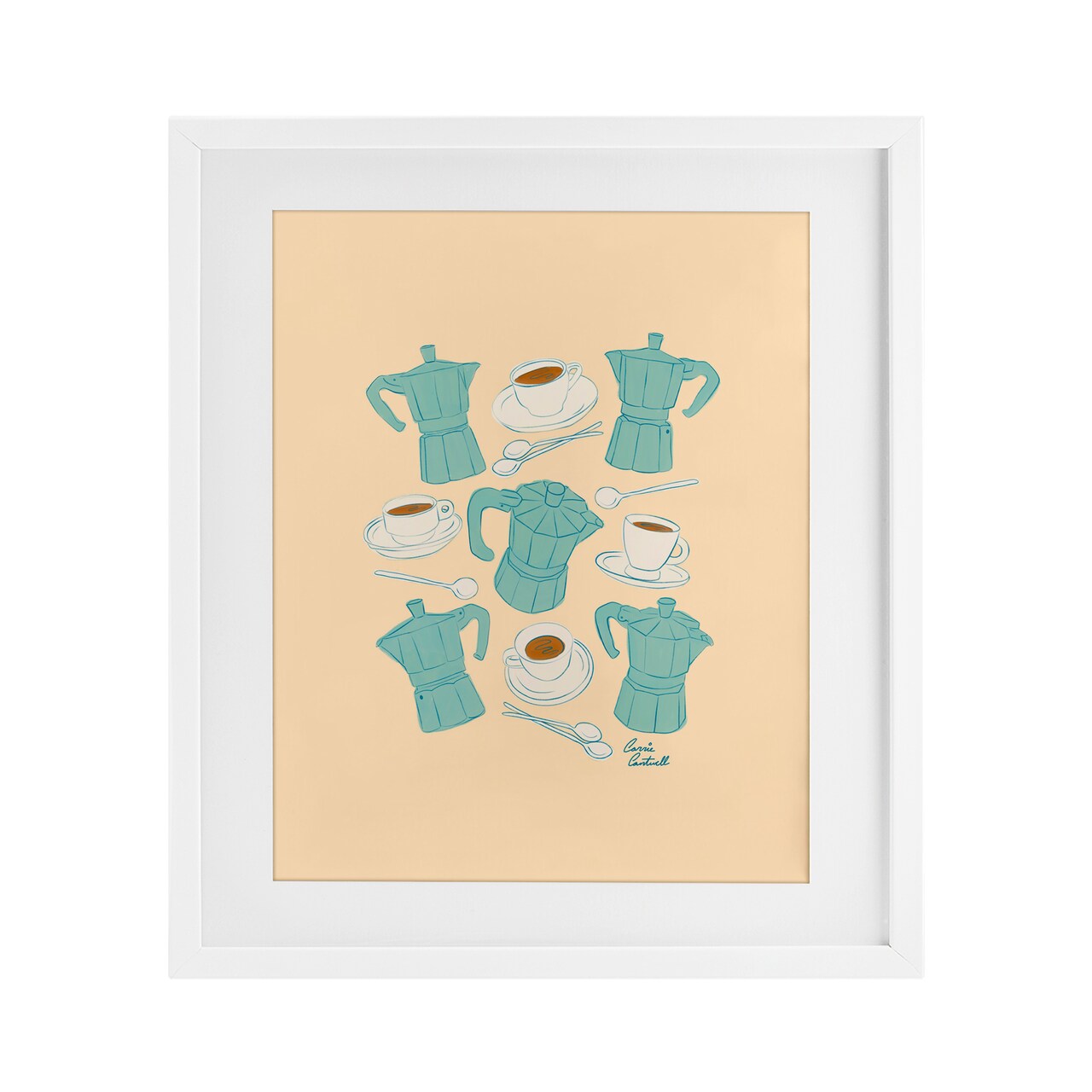 Stupell Industries Espresso & Moka Pots Framed Print Under Glass, design by Carrie Cantwell